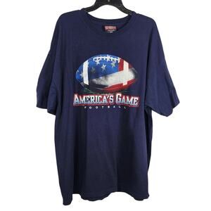 Old Varsity Men T Shirt Graphic Americas Game Football Short Sleeve Blue 2XL Y2K